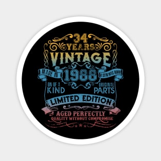34 Years old Vintage 1988 Limited Edition 34th Birthday Magnet
